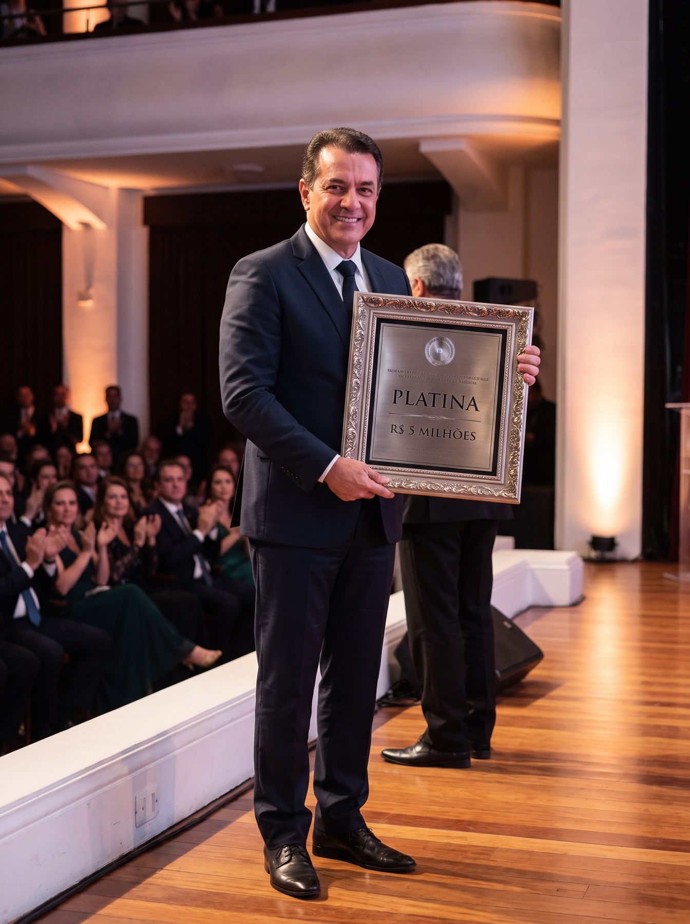 Medicina recebendo a placa Platina, imagem ilustrativa gerada por IA