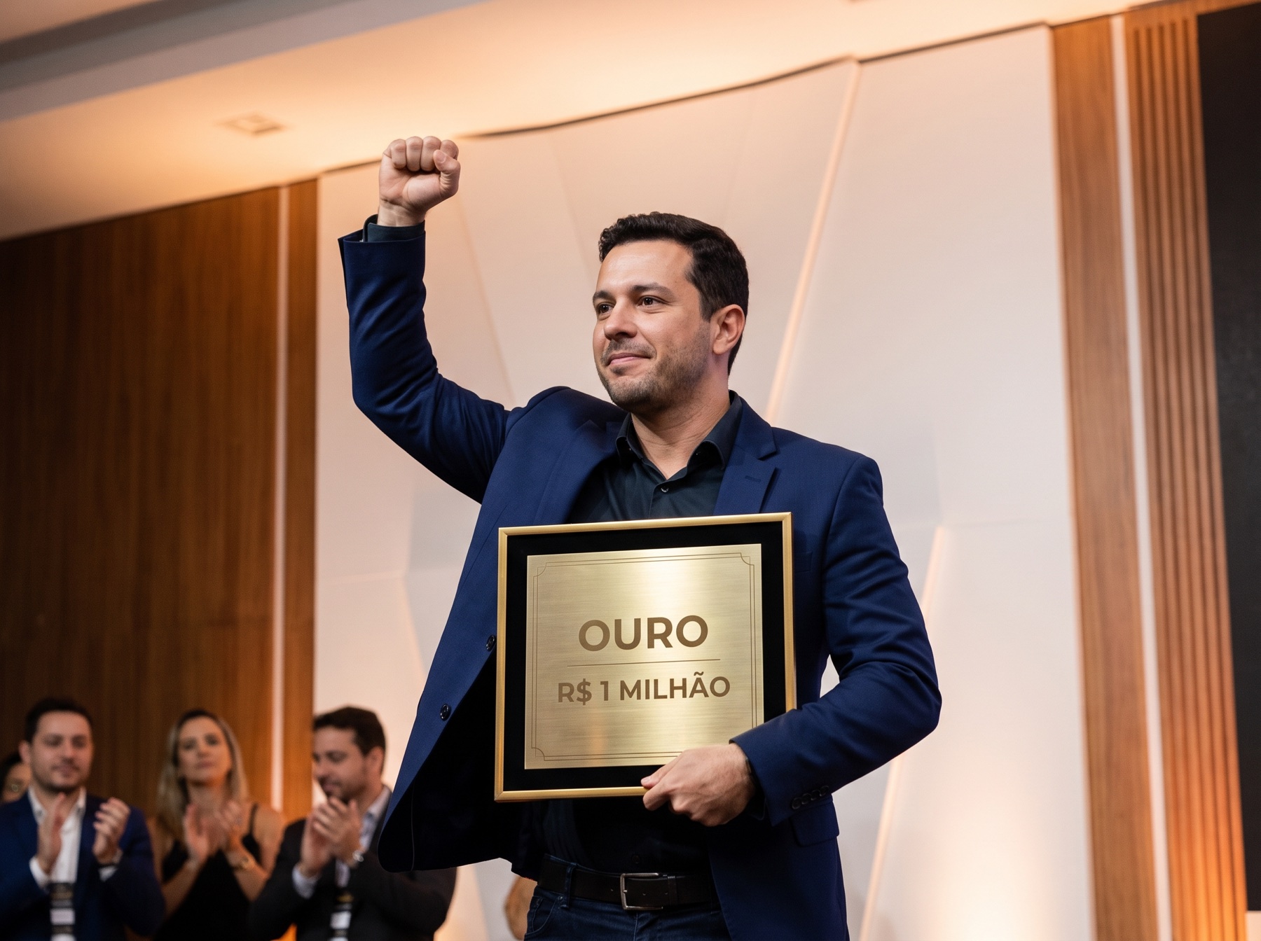 Nutrição esportiva recebendo a placa Ouro, imagem ilustrativa gerada por IA